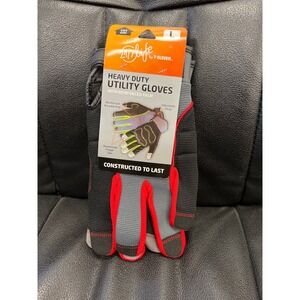 24/7 Life by 7-Eleven Heavy Duty Utility Gloves Reinforced Palm Grey Red Large